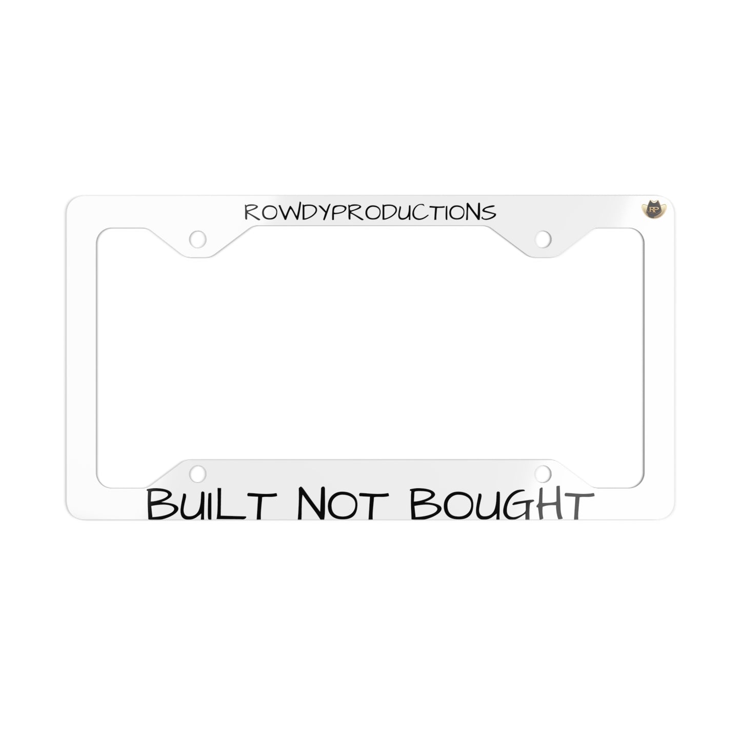 Built White Metal License Plate Frame